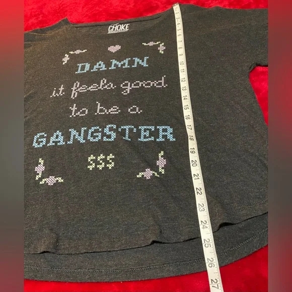XL Perfect Condition Damn it feels good to be a gangster in cross stitch!😂🤣😂🤣 - Picture 3 of 11